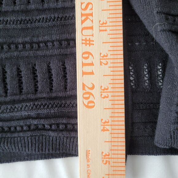 Lane Byrant Womens Cardigan Sweater Plus Size 26 28 Black Pointelle Tunic Length - Picture 11 of 11